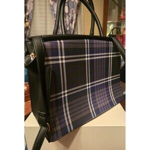CATO Blue Plaid Handbag Purse Satchel Top Handle NEW